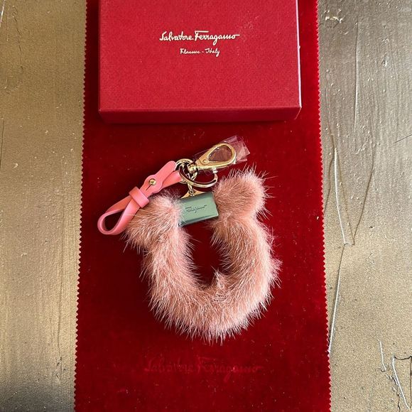 Salvatore Ferragamo Antique Rose Fur Key Chain